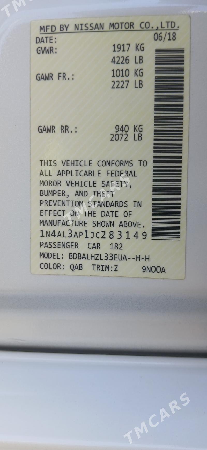 Nissan Altima 2018 - 165 000 TMT - Aşgabat - img 8