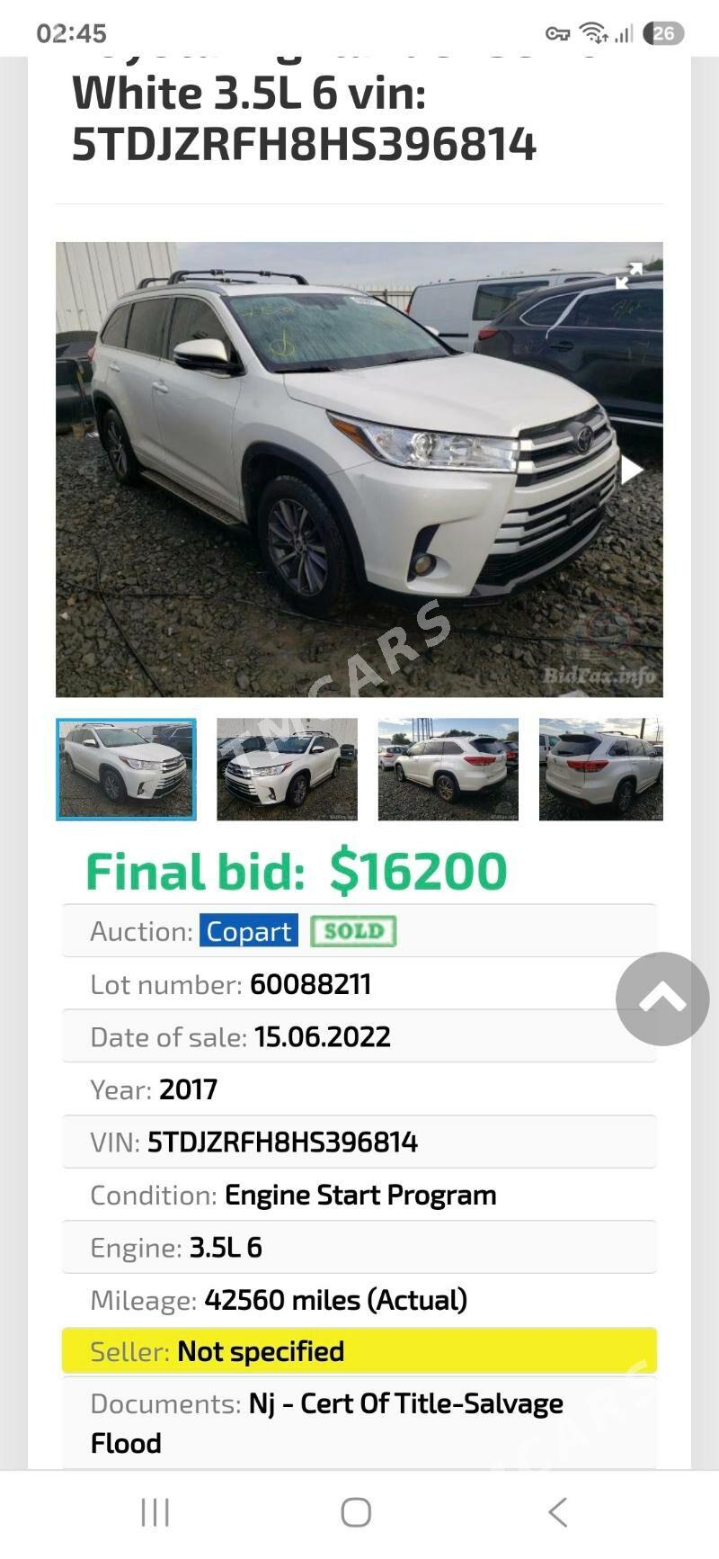 Toyota Highlander 2017 - 455 000 TMT - Türkmenabat - img 4