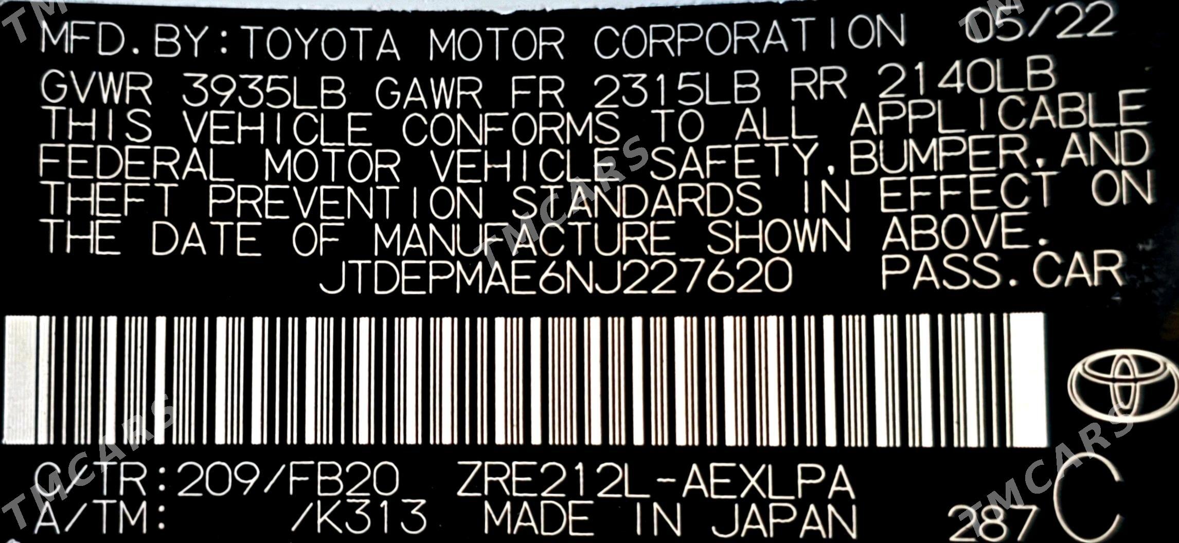 Toyota Corolla 2022 - 217 000 TMT - Ашхабад - img 7