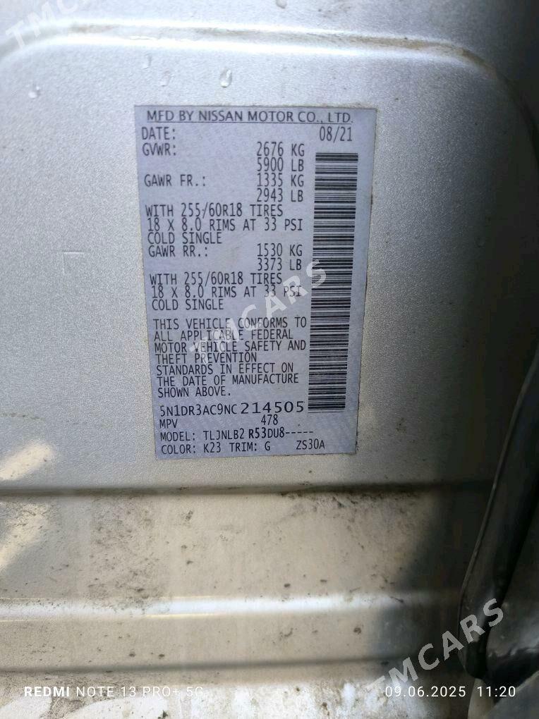 Nissan Pathfinder 2022 - 320 000 TMT - Wekilbazar - img 5