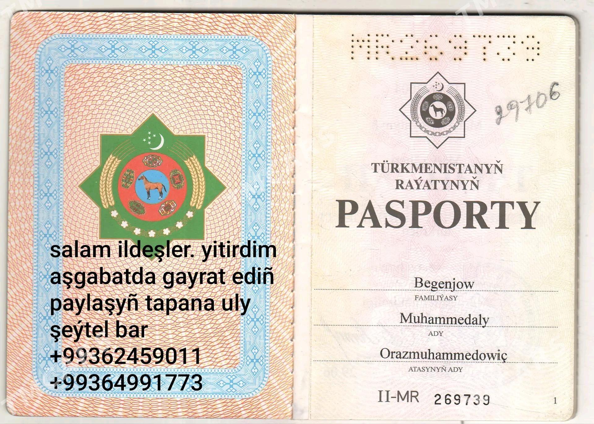 pasport yitirdim - Aşgabat - img 2
