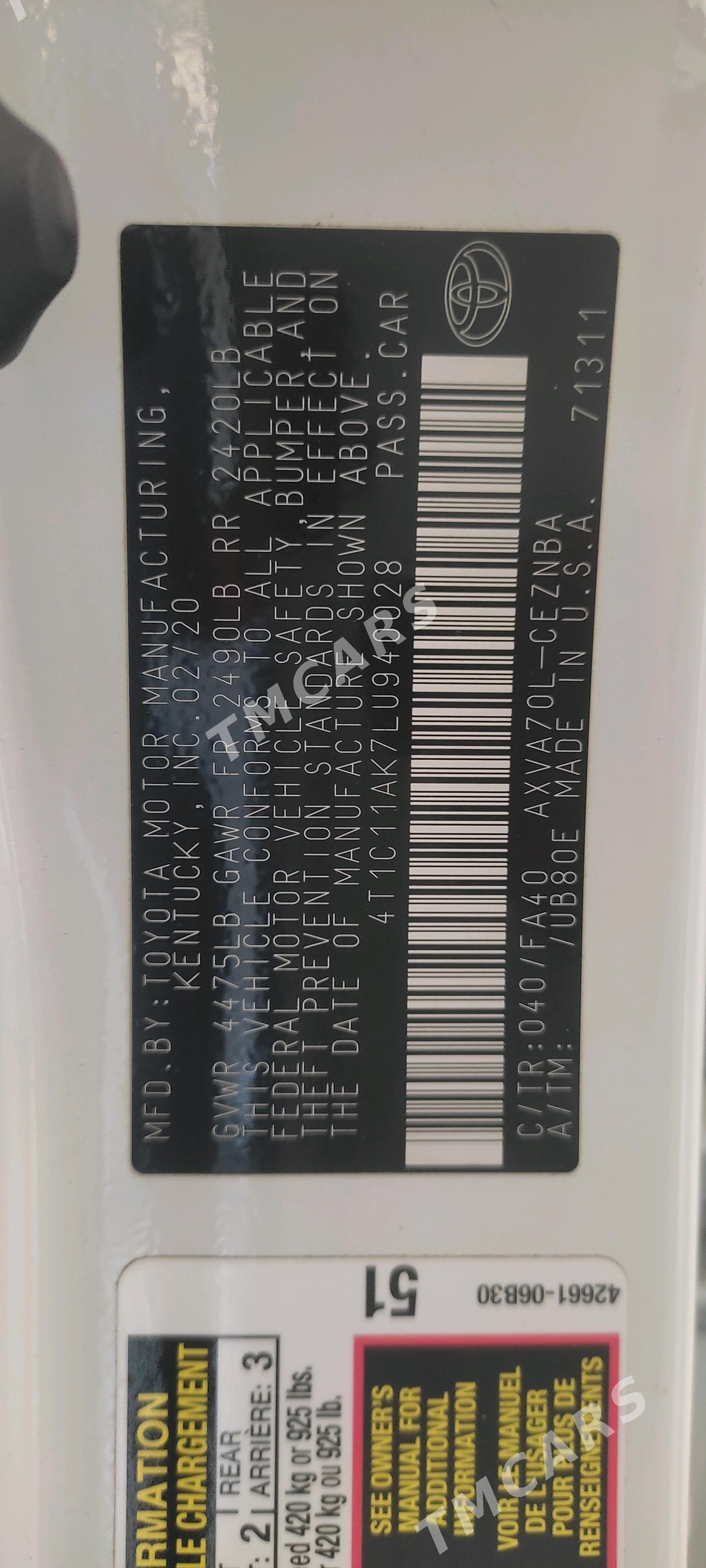 Toyota Camry 2020 - 280 000 TMT - Mary - img 5
