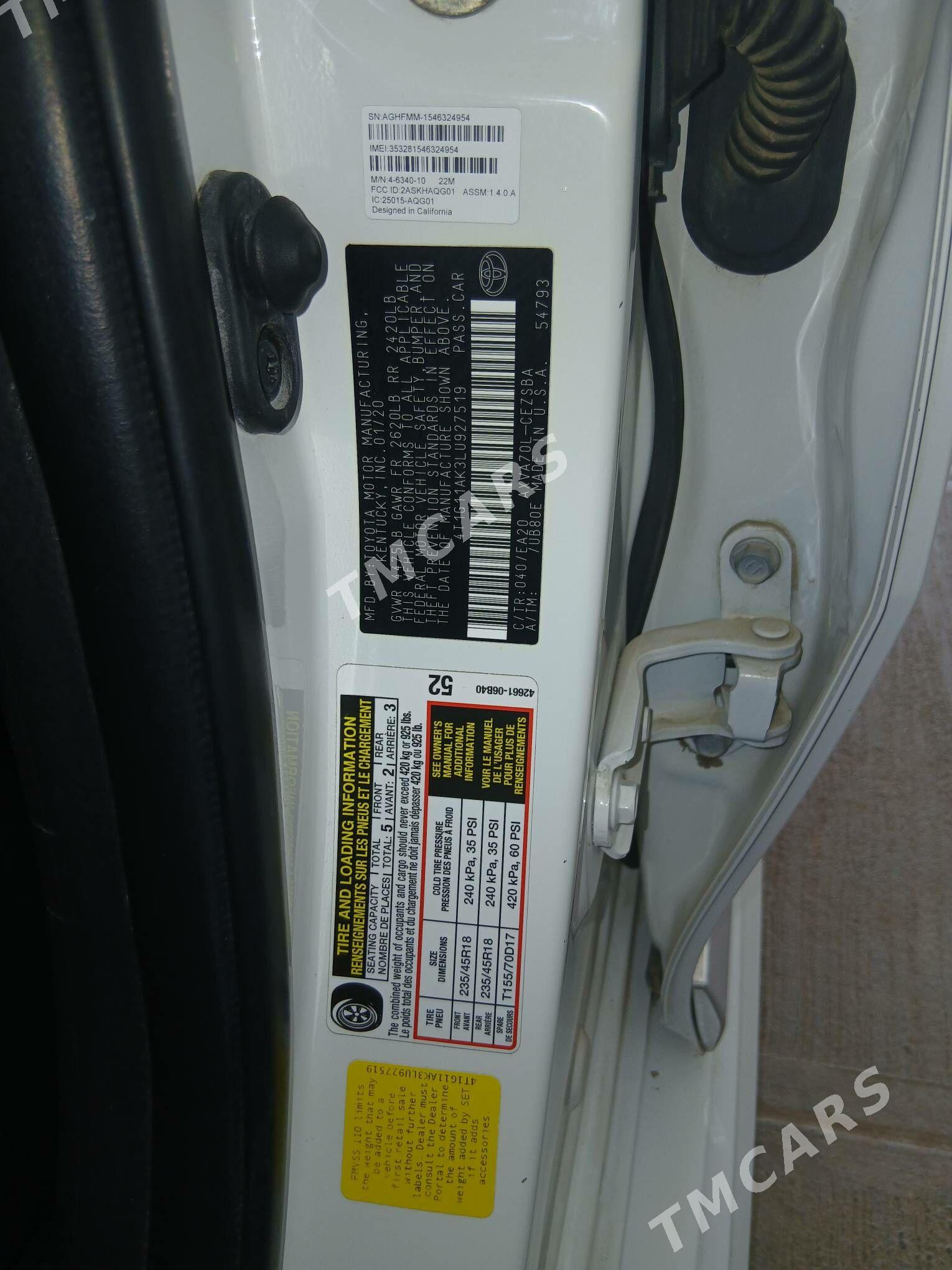 Toyota Camry 2020 - 305 000 TMT - Kerki - img 3