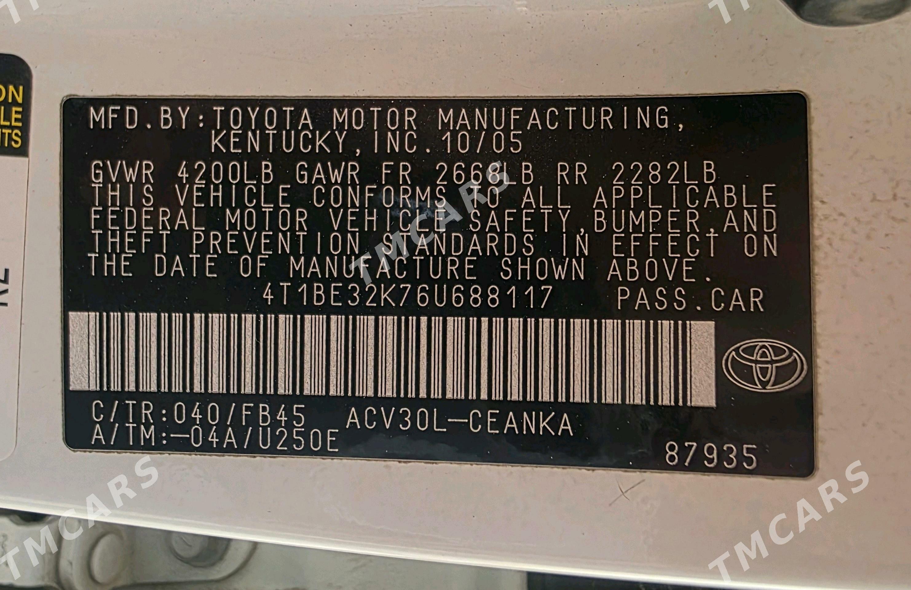 Toyota Camry 2005 - 160 000 TMT - Türkmenbaşy - img 6