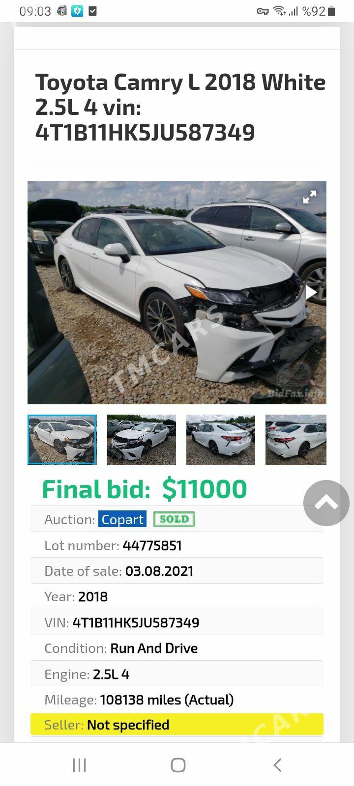 Toyota Camry 2018 - 355 000 TMT - Aşgabat - img 2