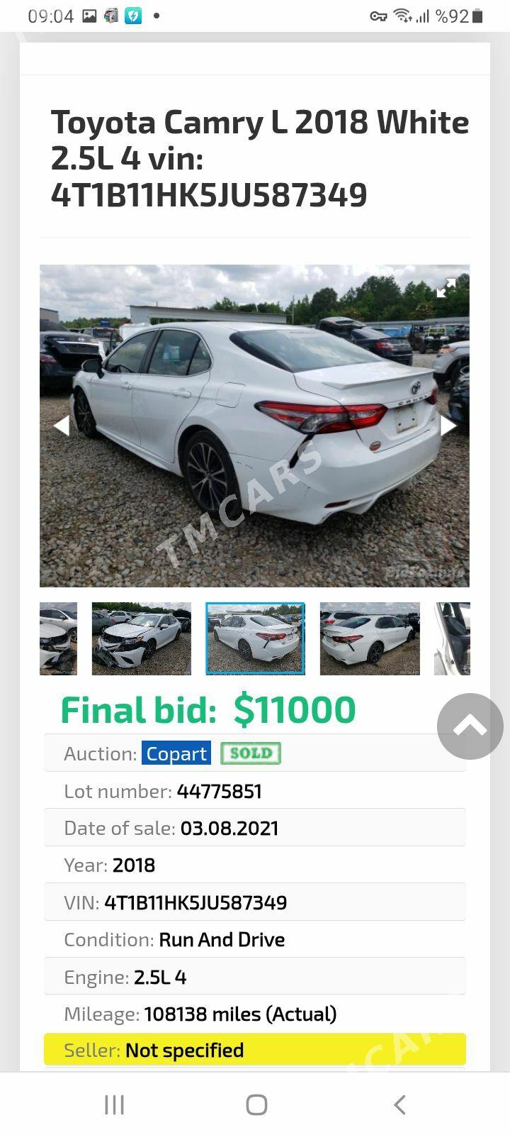 Toyota Camry 2018 - 355 000 TMT - Aşgabat - img 4