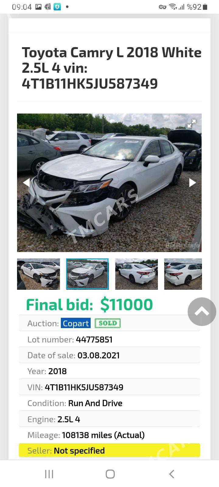 Toyota Camry 2018 - 355 000 TMT - Aşgabat - img 3