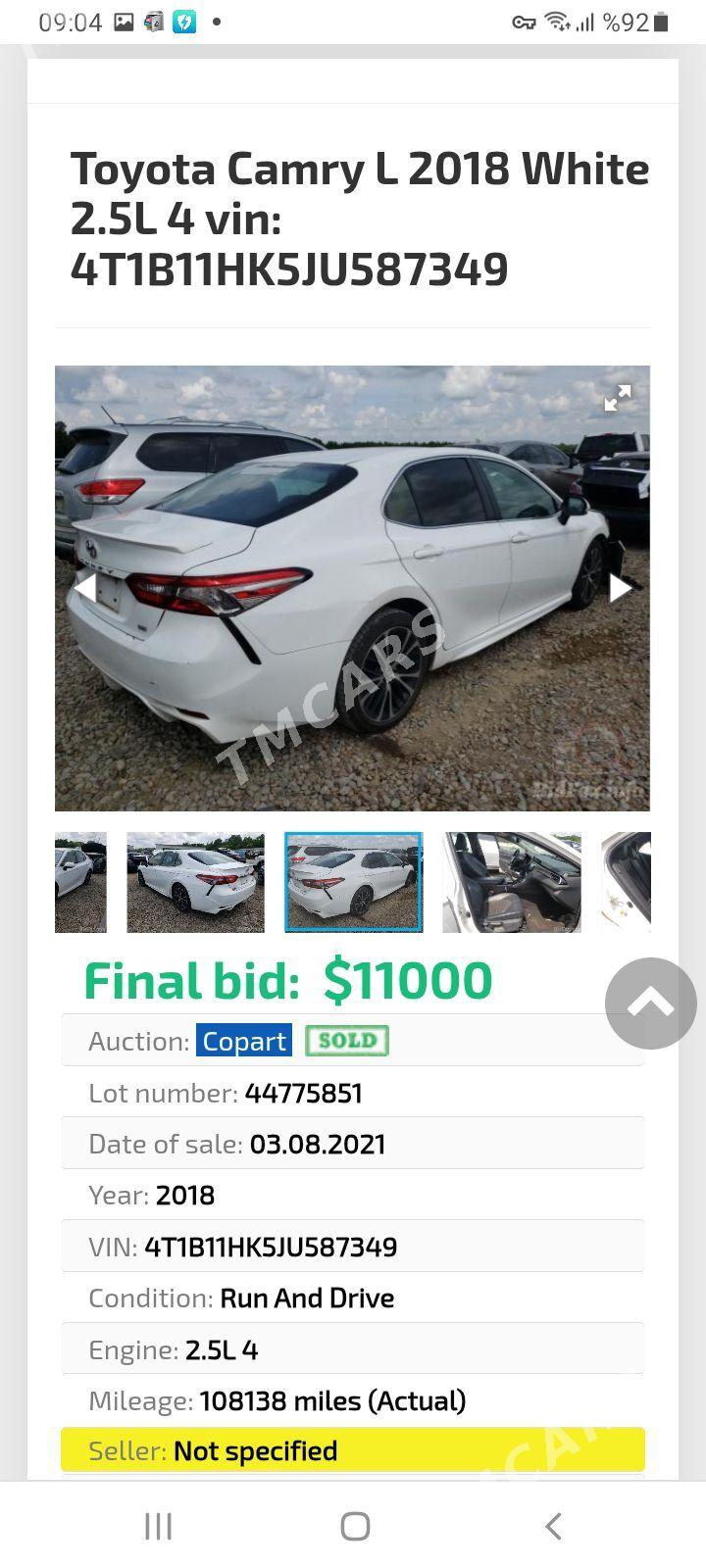 Toyota Camry 2018 - 355 000 TMT - Aşgabat - img 5