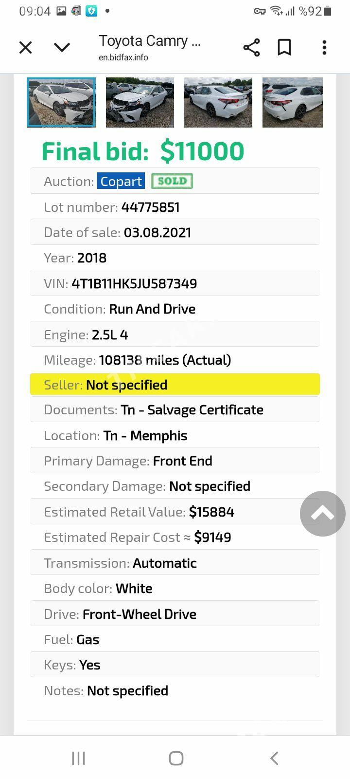 Toyota Camry 2018 - 355 000 TMT - Aşgabat - img 6