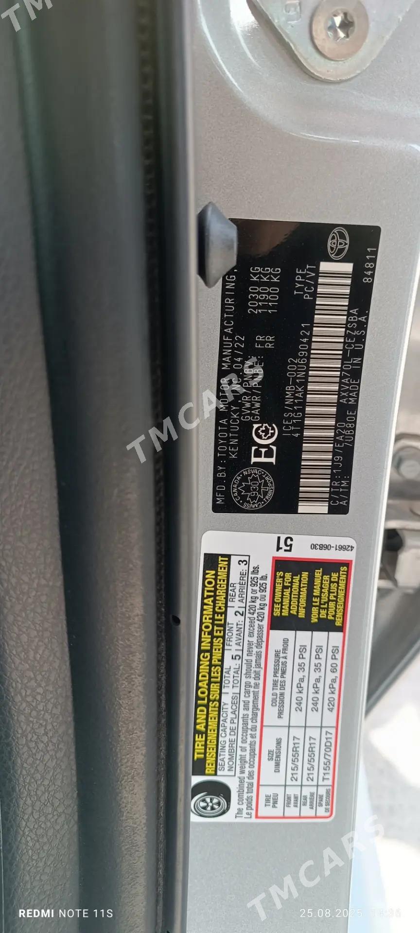 Toyota Camry 2022 - 345 000 TMT - Керки - img 4