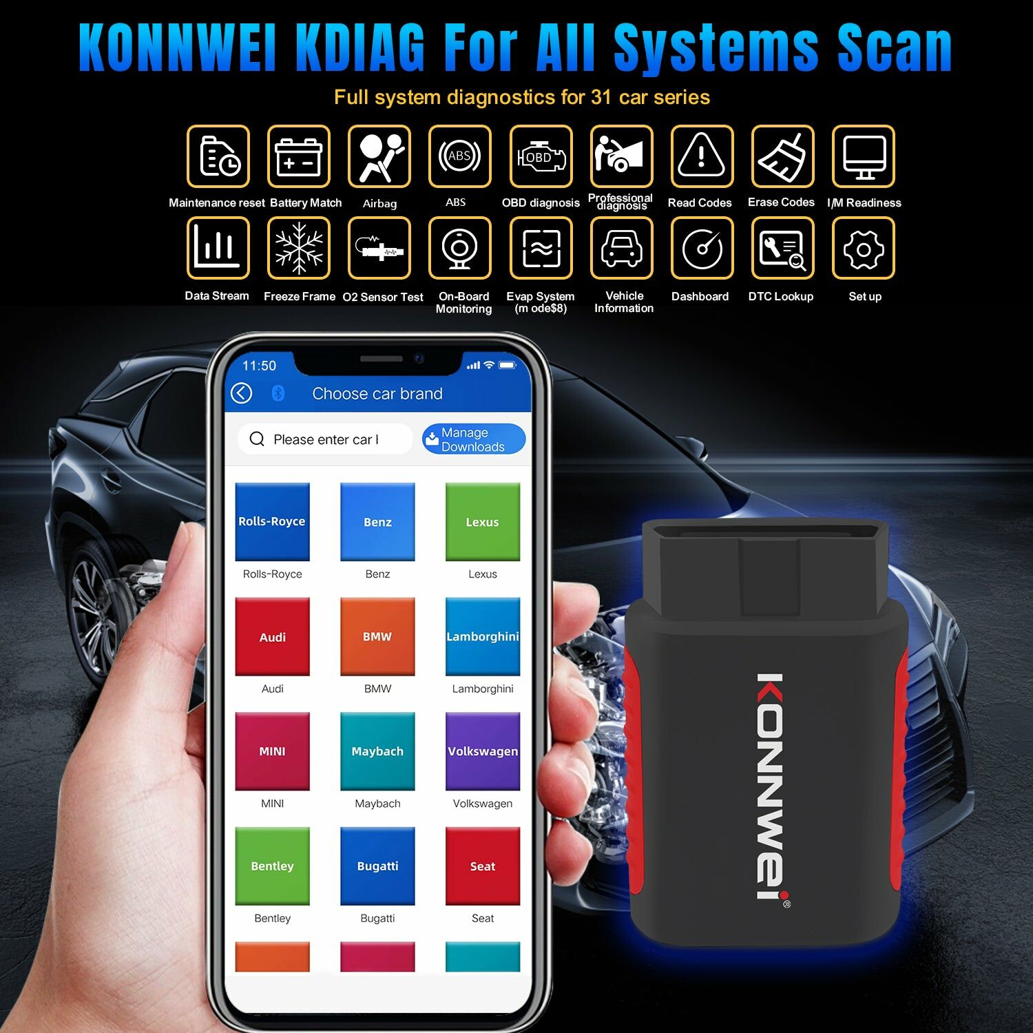 KONNWEI KDIAG OBD2 DIAGNOSTIKA 1 000 TMT - Aşgabat - img 7