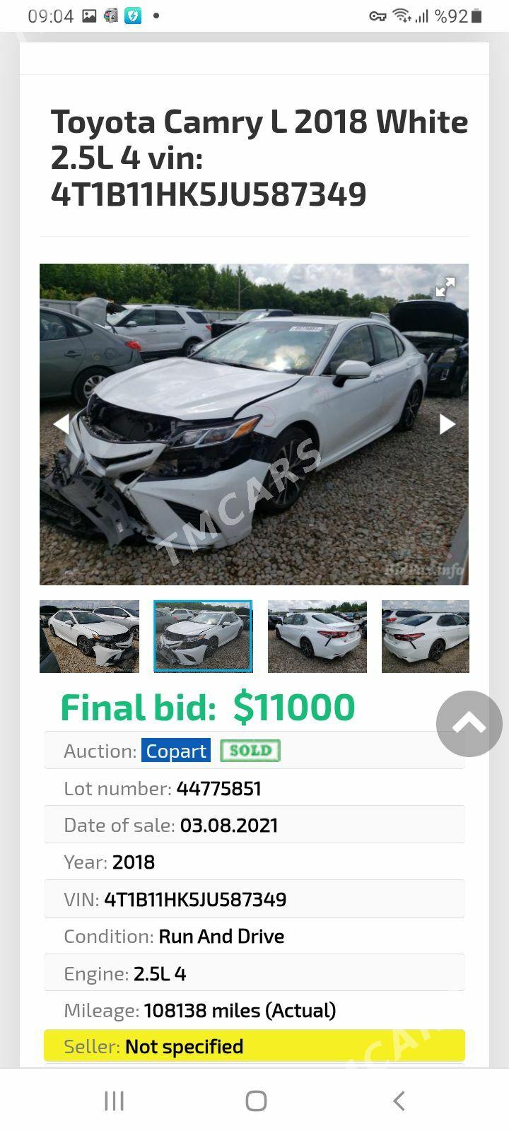 Toyota Camry 2018 - 355 000 TMT - Aşgabat - img 2