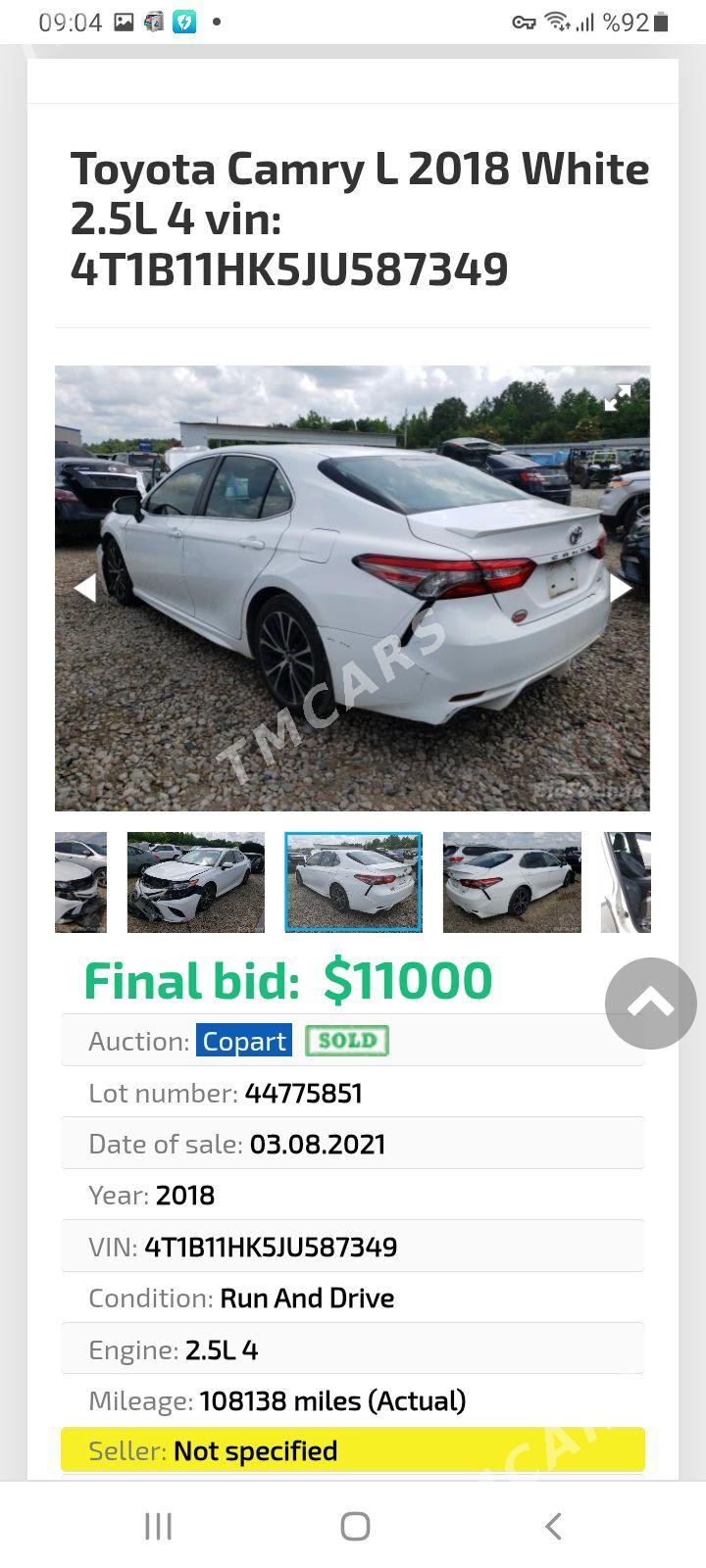 Toyota Camry 2018 - 355 000 TMT - Aşgabat - img 3