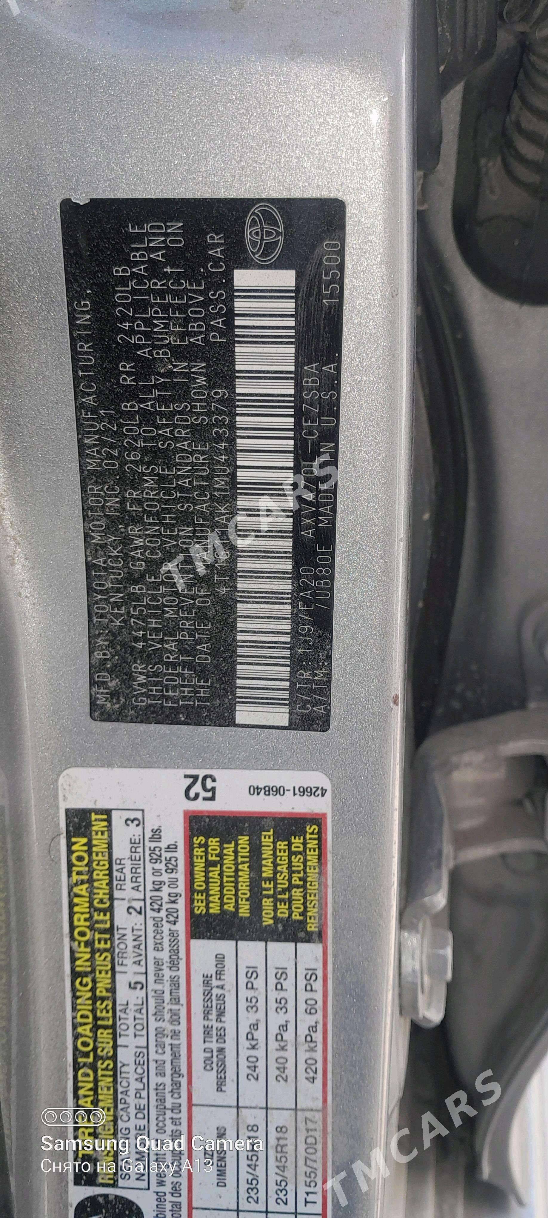 Toyota Camry 2021 - 290 000 TMT - Mary - img 2