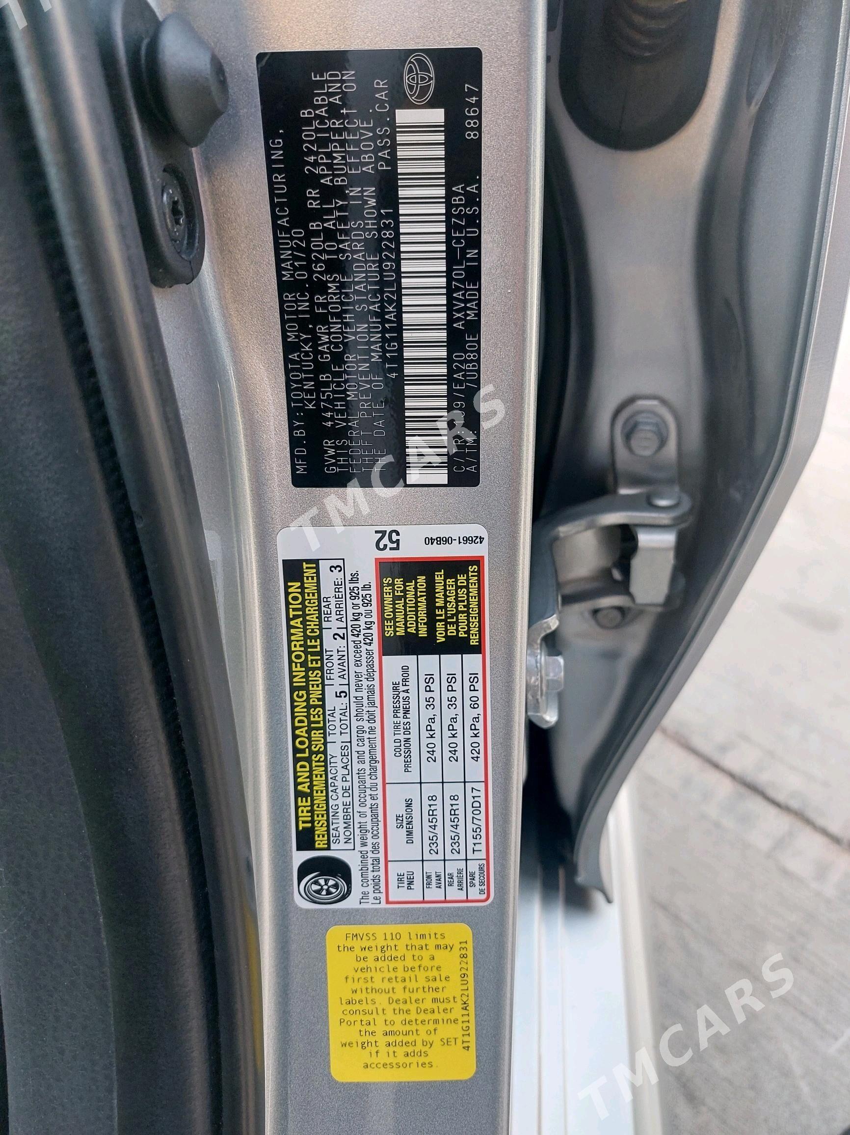 Toyota Camry 2020 - 360 000 TMT - Mary - img 9