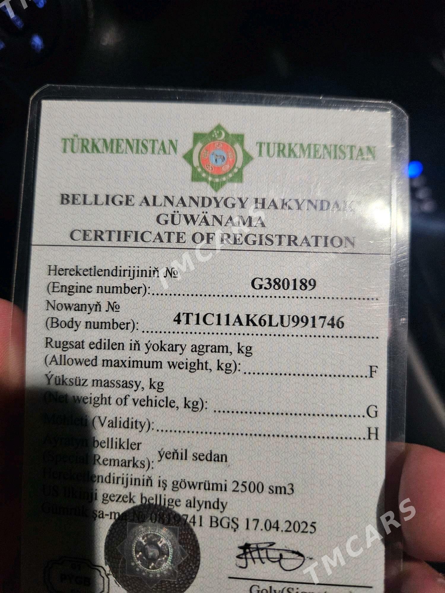 Toyota Camry 2020 - 305 000 TMT - Балканабат - img 7