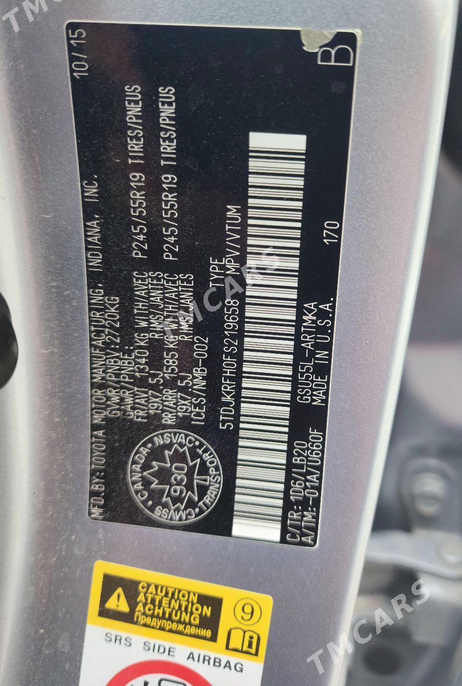Toyota Highlander 2016 - 375 000 TMT - Ашхабад - img 4