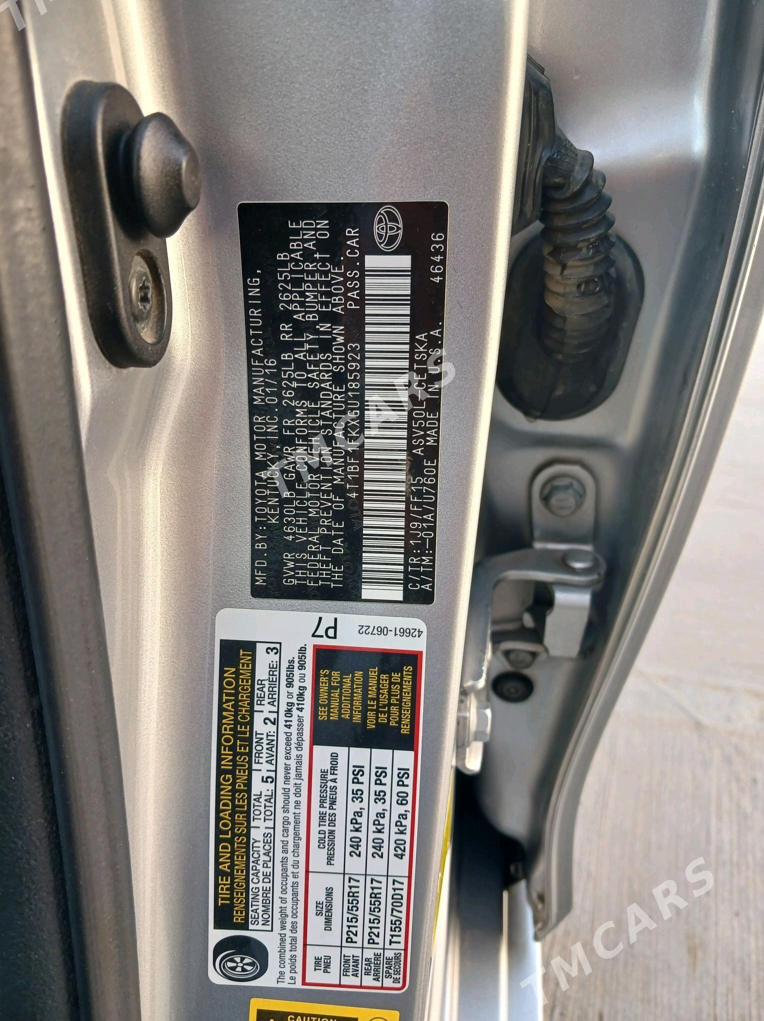 Toyota Camry 2016 - 240 000 TMT - Мары - img 6