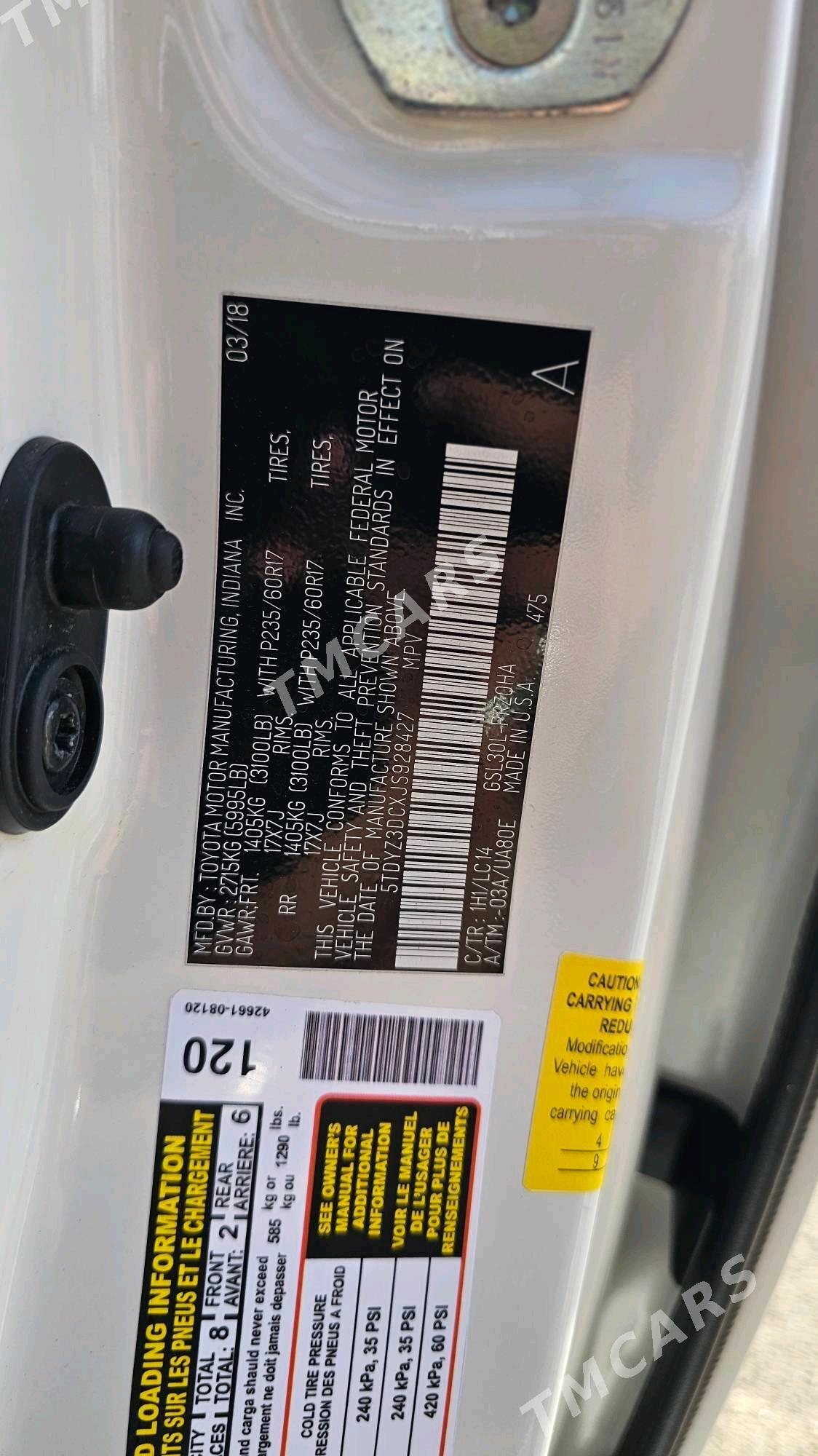 Toyota Sienna 2018 - 485 000 TMT - Ашхабад - img 10