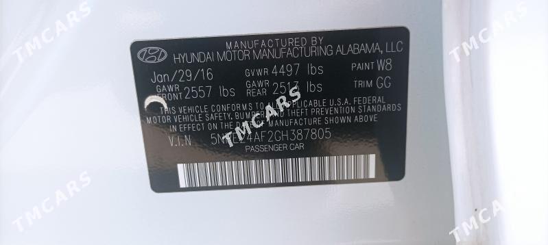 Hyundai Sonata 2016 - 180 000 TMT - 30 мкр - img 5
