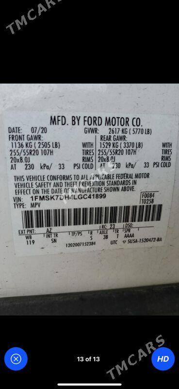 Ford Explorer 2020 - 460 000 TMT - Täze zaman - img 10