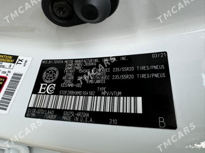 Toyota Highlander 2021 - 785 000 TMT - Ашхабад - img 10