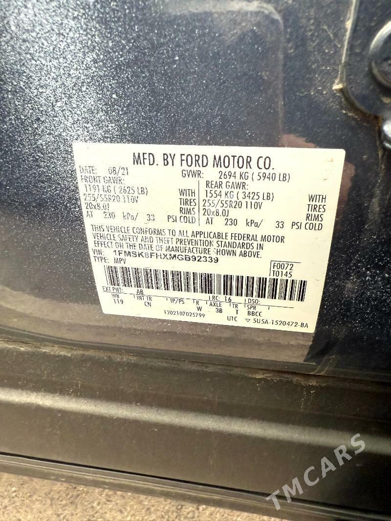 Ford Explorer 2021 - 355 000 TMT - Ашхабад - img 9