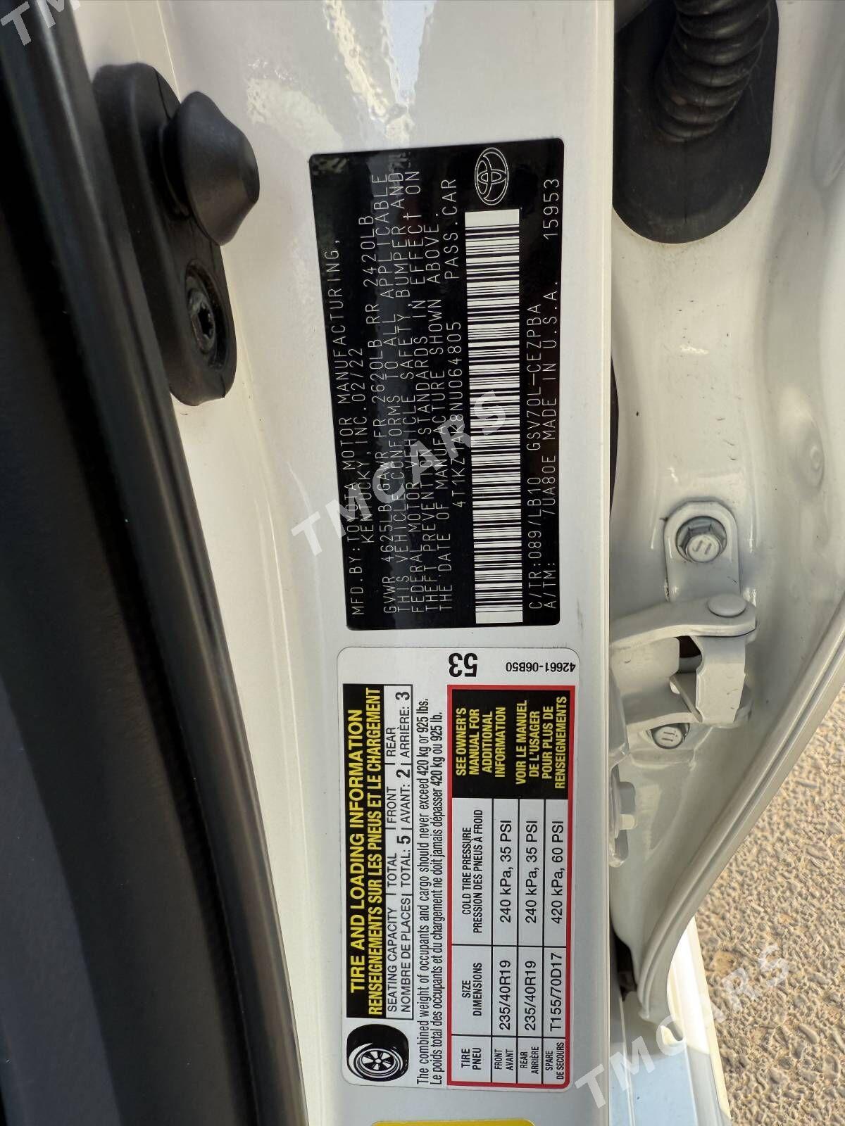 Toyota Camry 2022 - 525 000 TMT - Mary - img 3