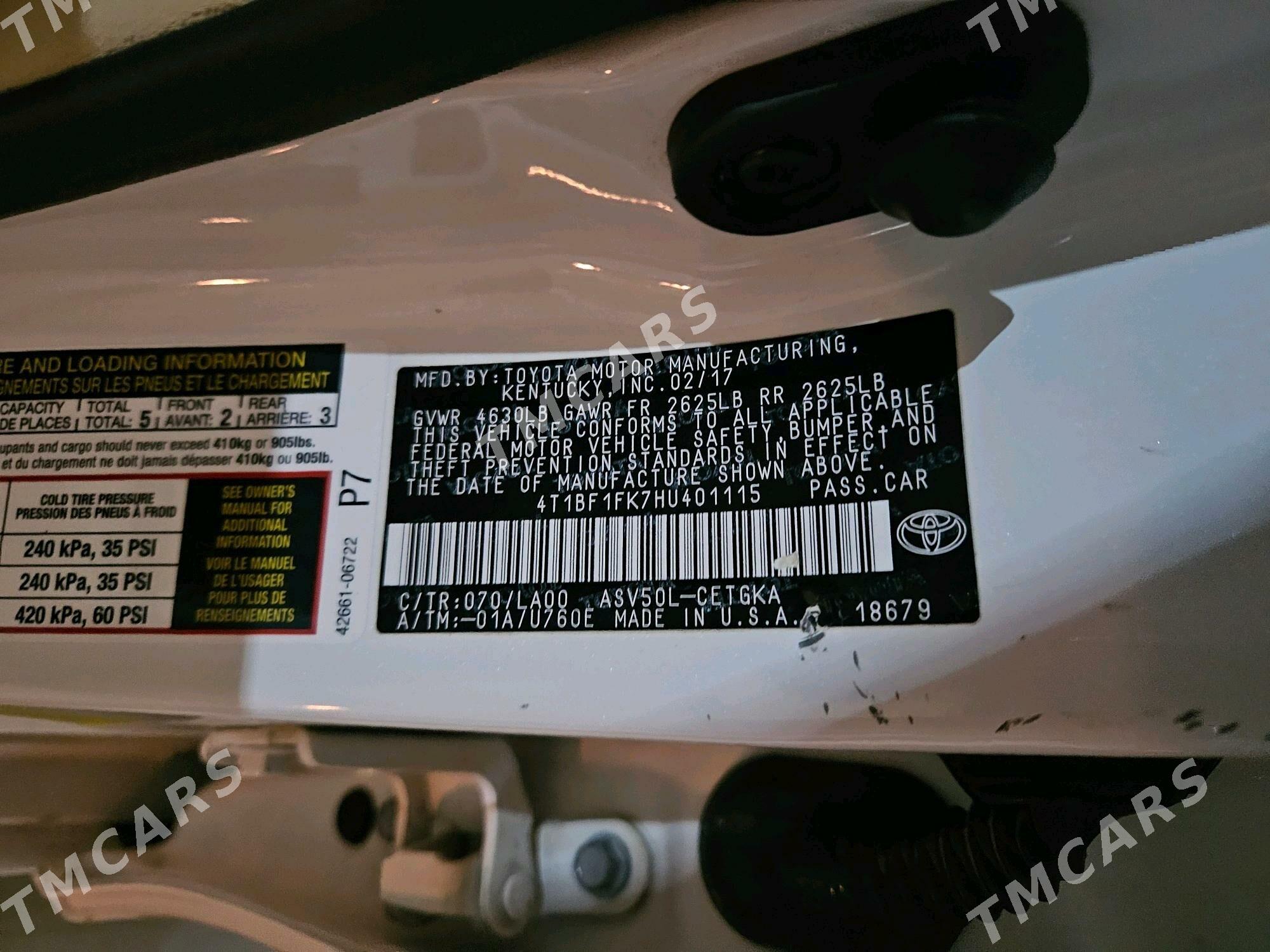 Toyota Camry 2017 - 310 000 TMT - Мары - img 1