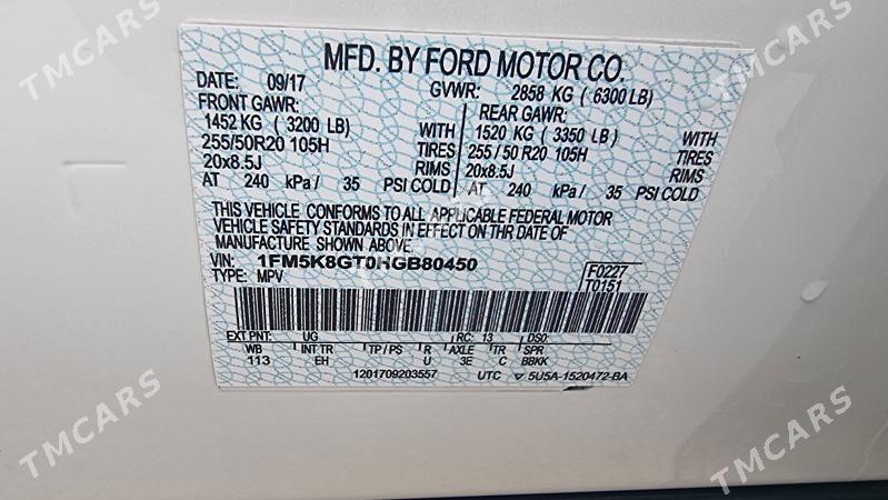 Ford Explorer 2017 - 380 000 TMT - Ашхабад - img 5