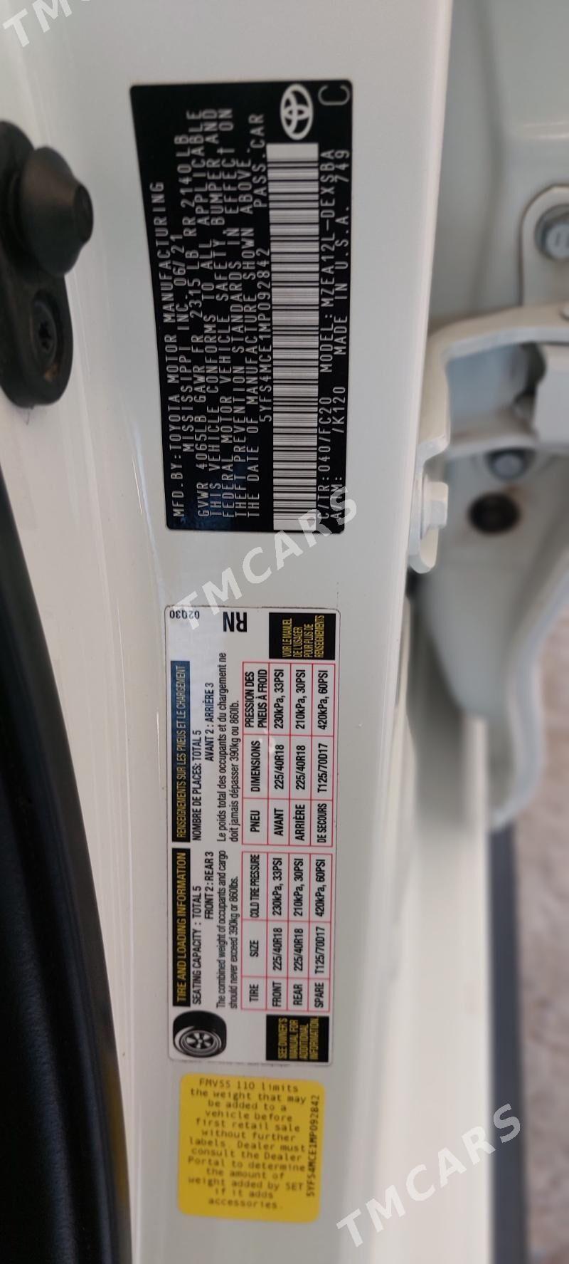 Toyota Corolla 2021 - 240 000 TMT - Мары - img 1