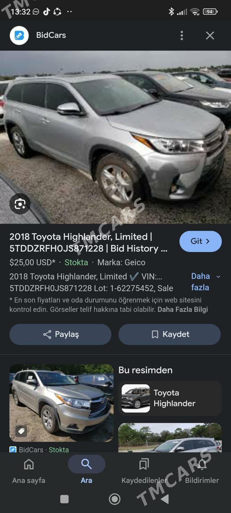 Toyota Highlander 2018 - 480 000 TMT - Köneürgenç - img 4