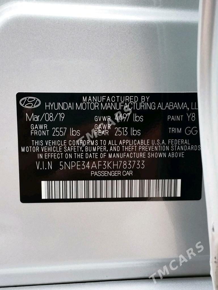 Hyundai Sonata 2019 - 195 000 TMT - Гёкдепе - img 5