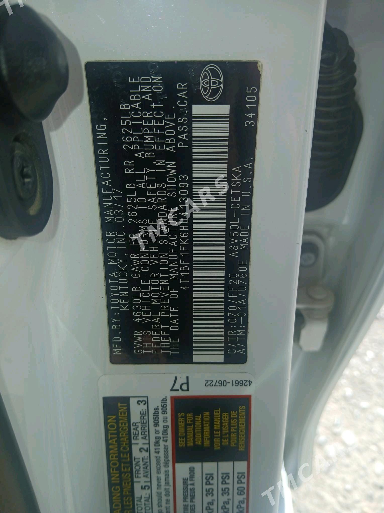 Toyota Camry 2017 - 285 000 TMT - 11 mkr - img 8