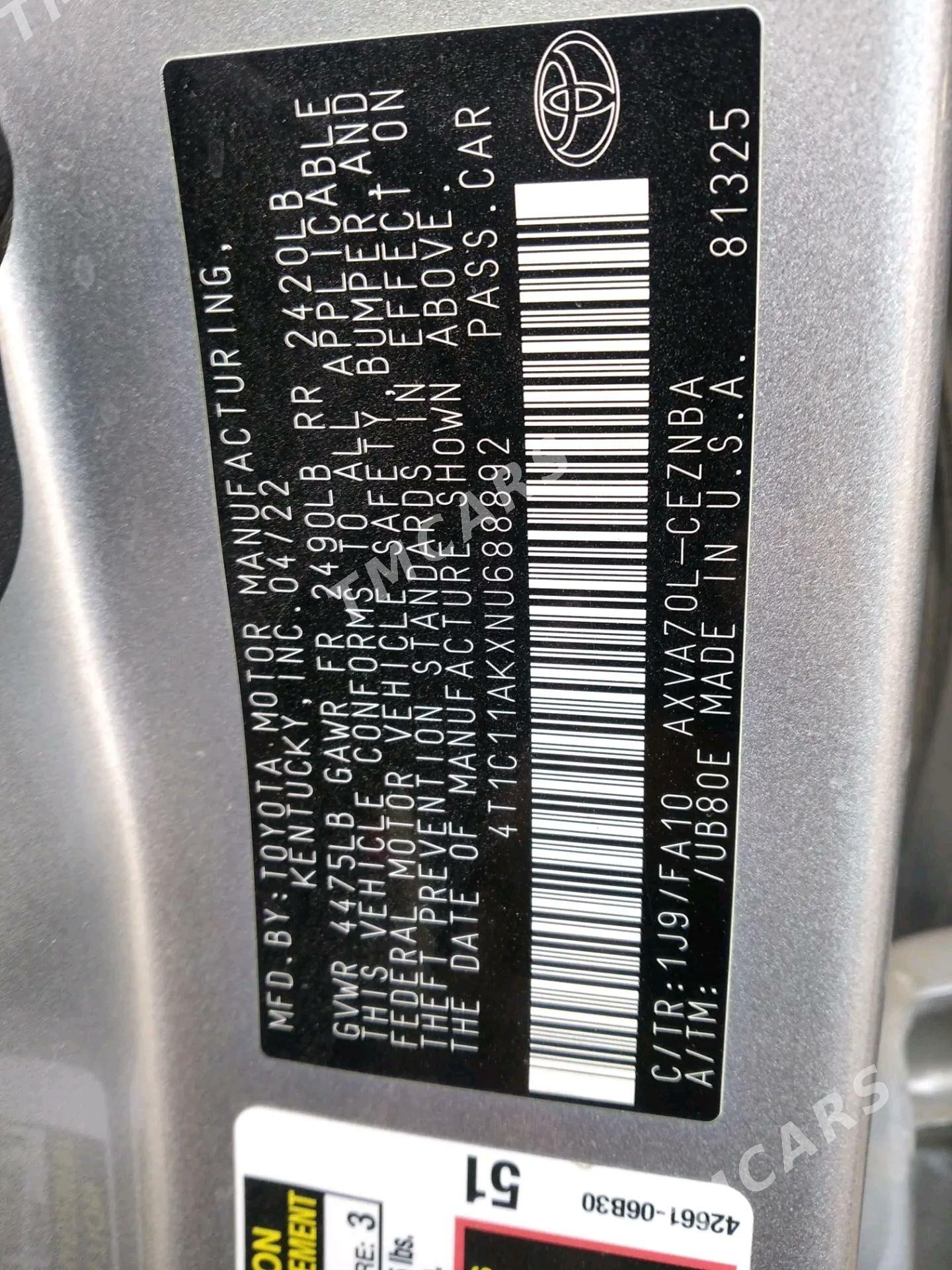 Toyota Camry 2022 - 310 000 TMT - Türkmenabat - img 3