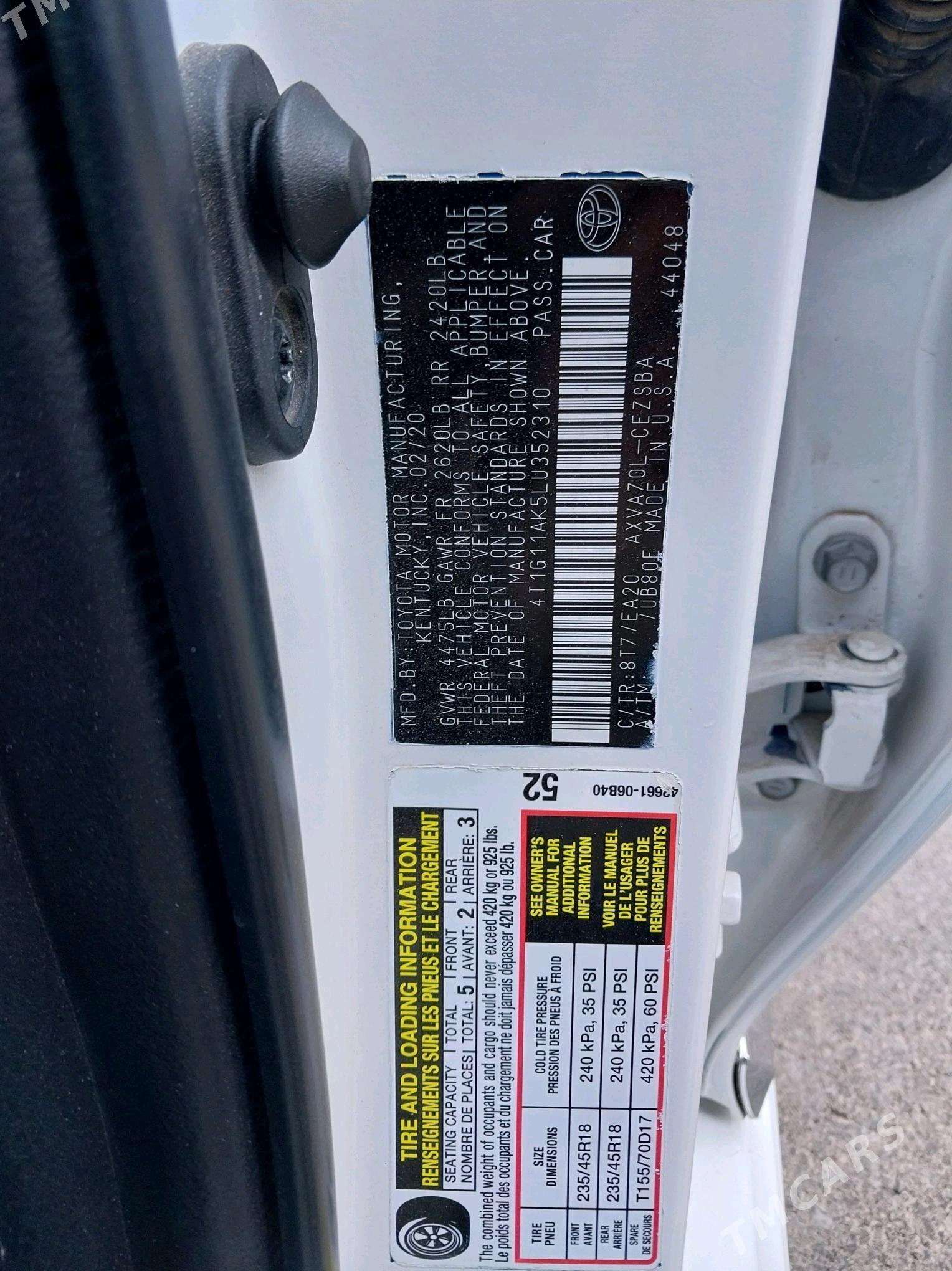 Toyota Camry 2020 - 300 000 TMT - Aşgabat - img 10