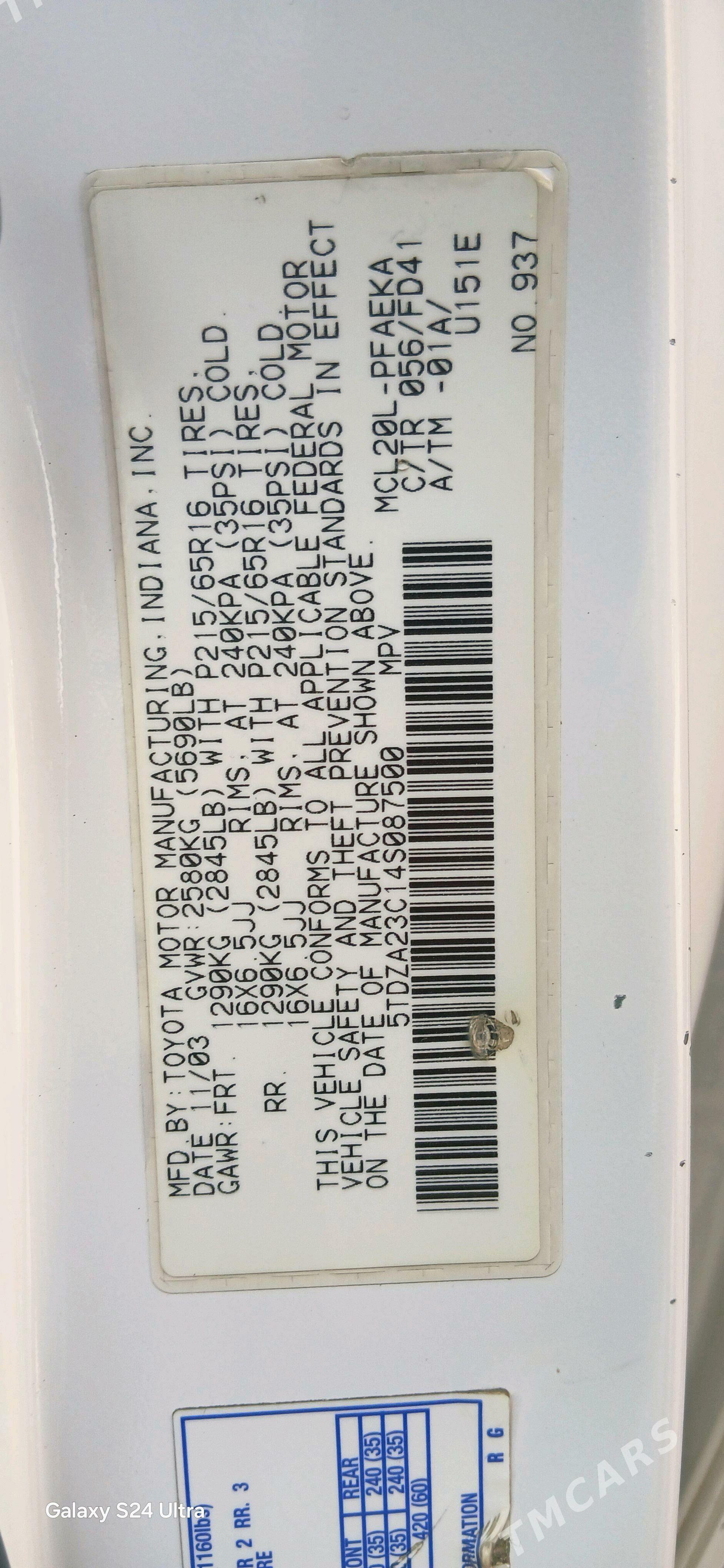 Toyota Sienna 2003 - 240 000 TMT - Койтендаг - img 5