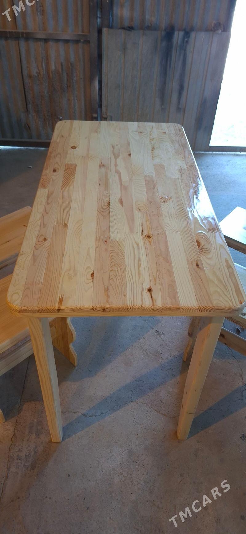 стол дерево 4 табурета - Ашхабад - img 2