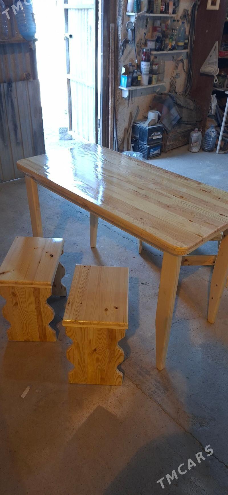 стол дерево 4 табурета - Ашхабад - img 3