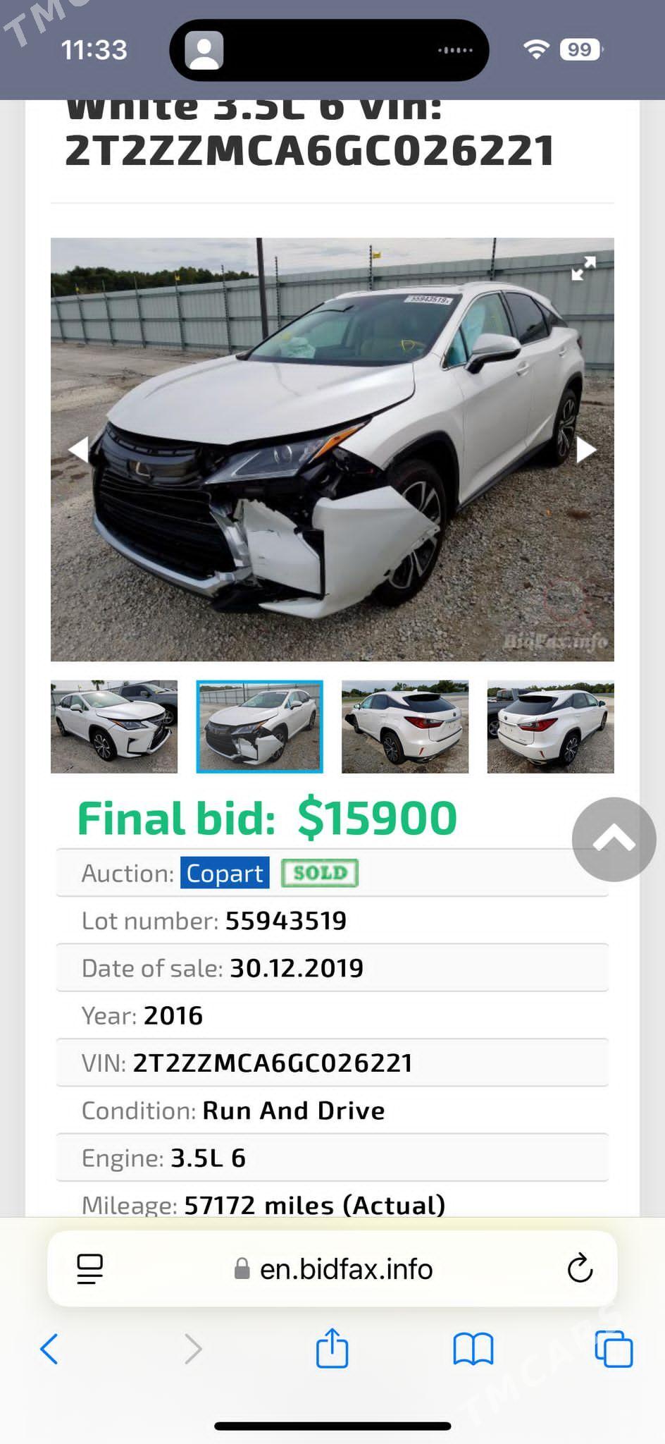 Lexus RX 350 2016 - 490 000 TMT - Ашхабад - img 9