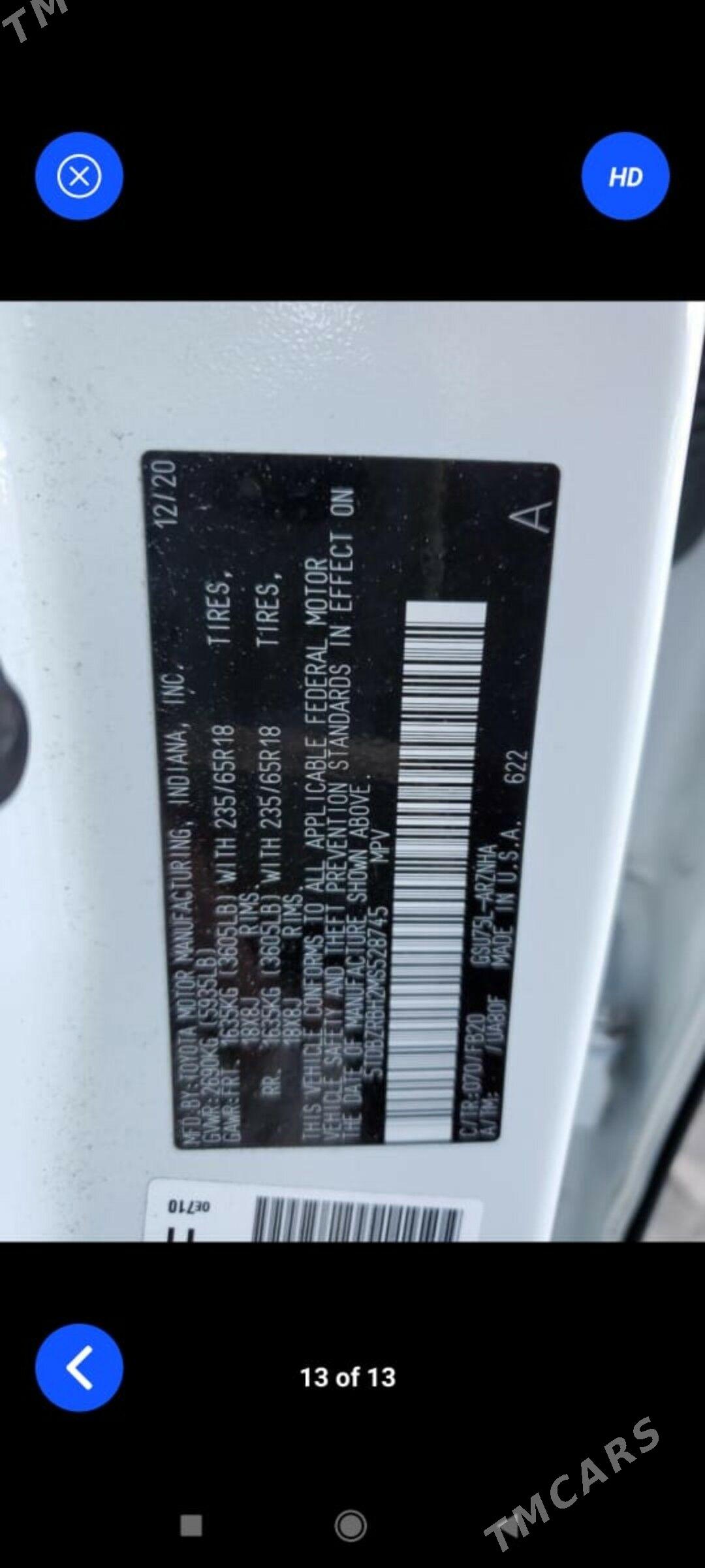 Toyota Highlander 2021 - 520 000 TMT - Bagyr - img 6