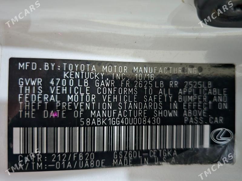 Lexus ES 350 2016 - 440 000 TMT - Бекреве - img 5