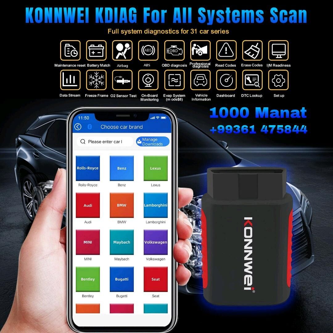 KONNWEI KDIAG Obd2 Diagnostika 1 000 TMT - Ашхабад - img 3