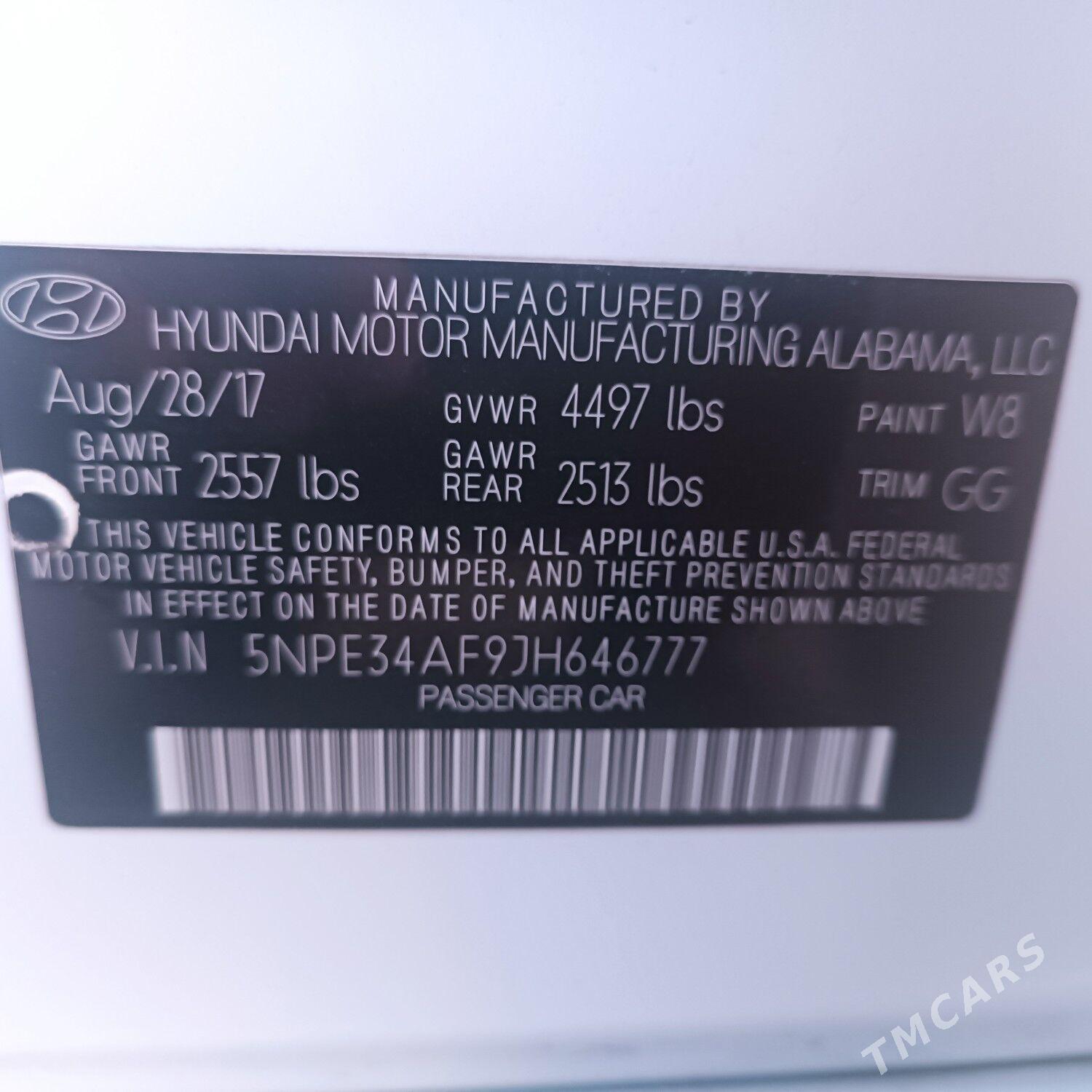 Hyundai Sonata 2017 - 180 000 TMT - Багир - img 2