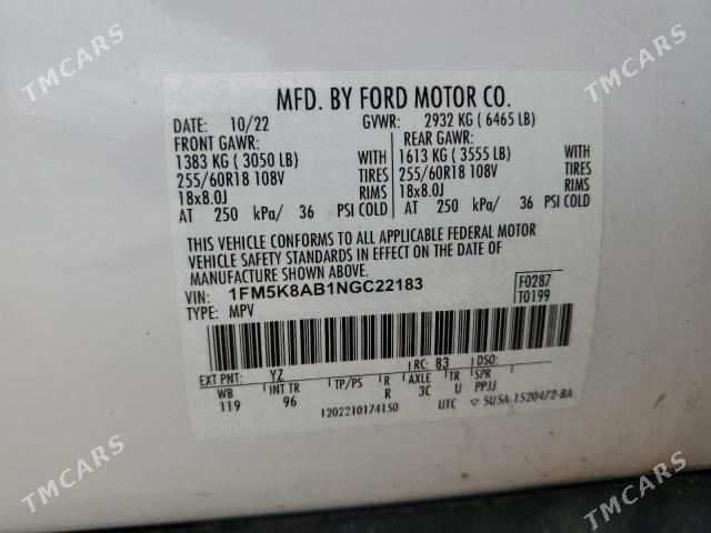 Ford Explorer 2022 - 308 000 TMT - ул. Подвойского (Битарап Туркменистан шаёлы) - img 2