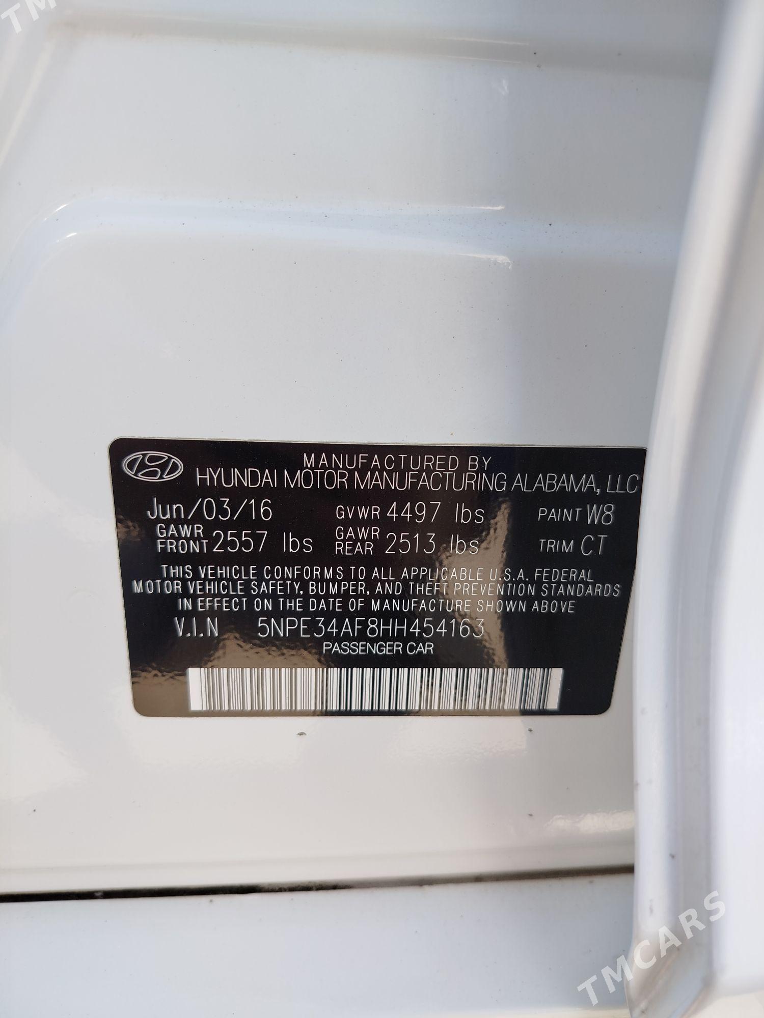 Hyundai Sonata 2016 - 190 000 TMT - Aşgabat - img 4