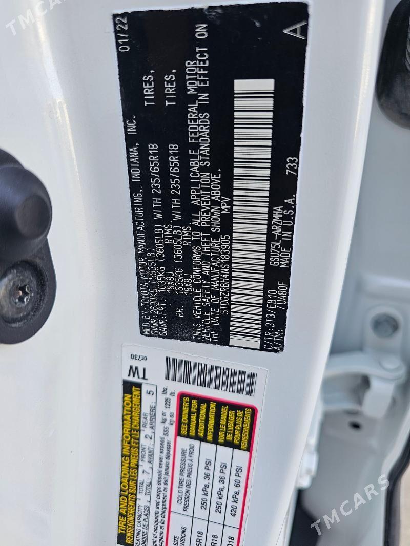 Toyota Highlander 2022 - 512 000 TMT - Aşgabat - img 2
