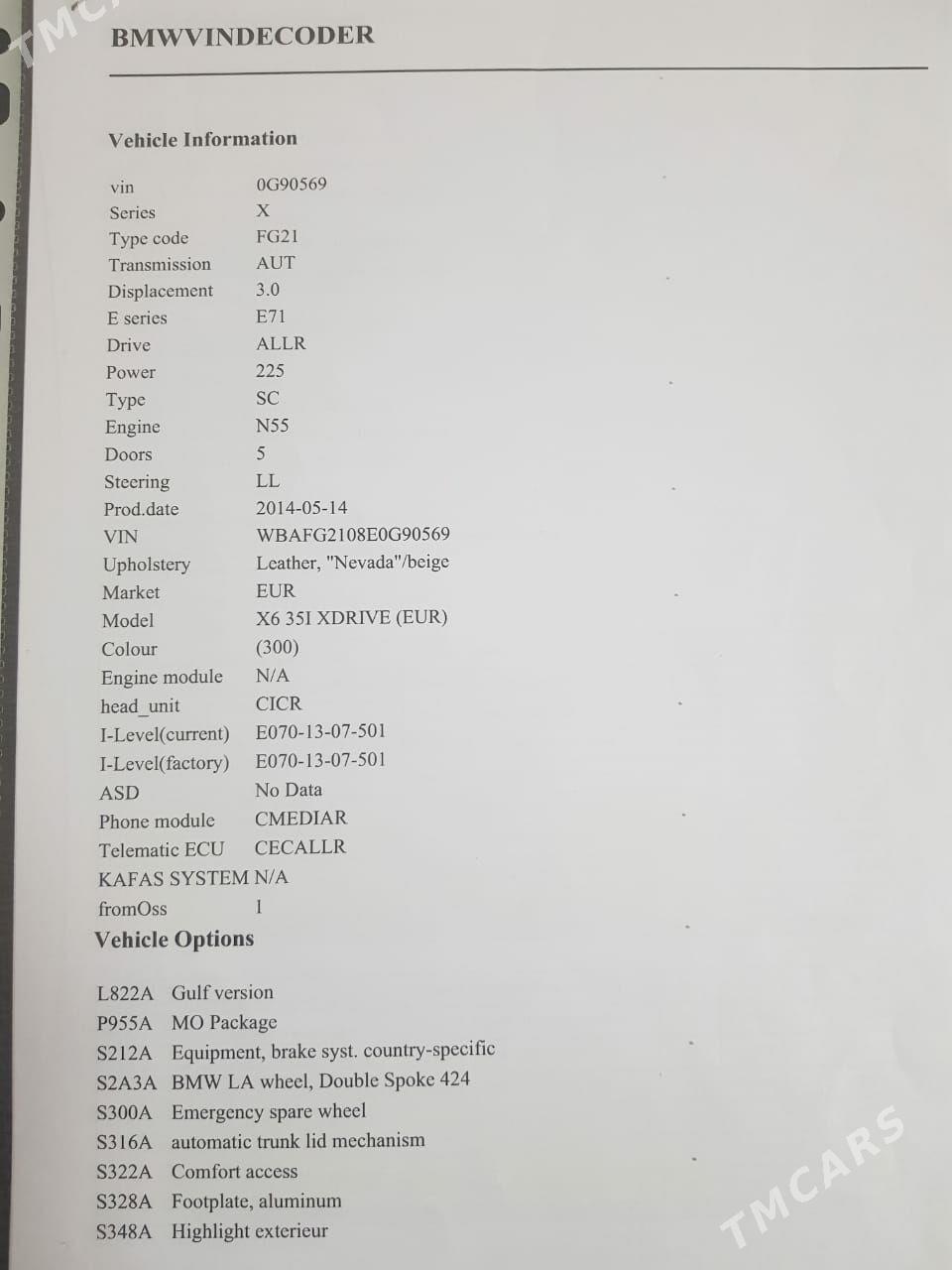 BMW X6 2014 - 430 000 TMT - Улица Г. Кулиева (Объездная) - img 3