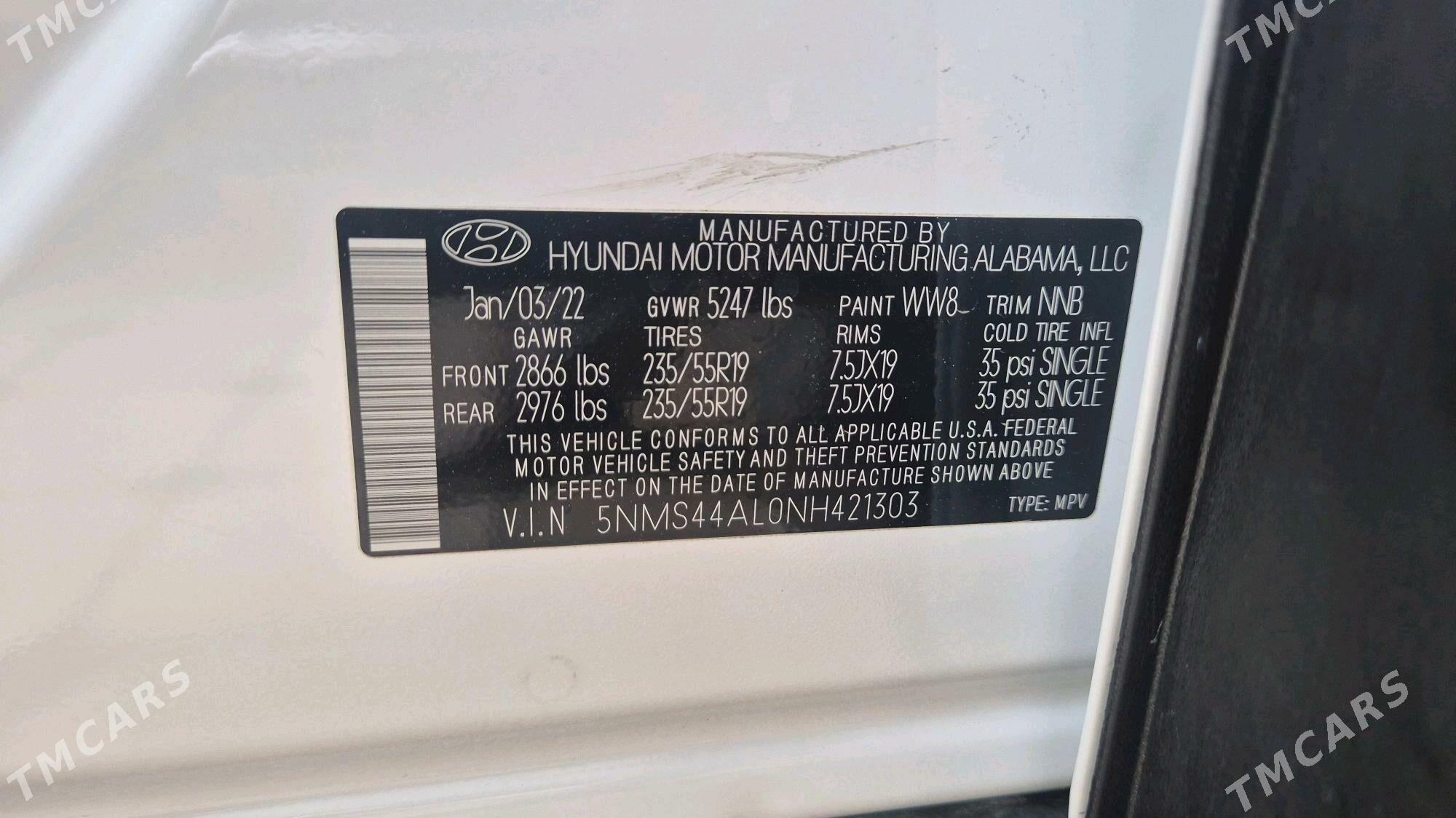 Hyundai Santa Fe 2022 - 390 000 TMT - Мары - img 9