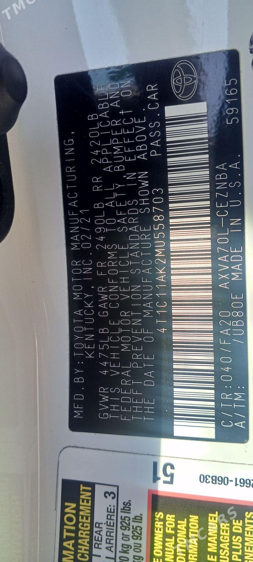 Toyota Camry 2021 - 350 000 TMT - Mary - img 5